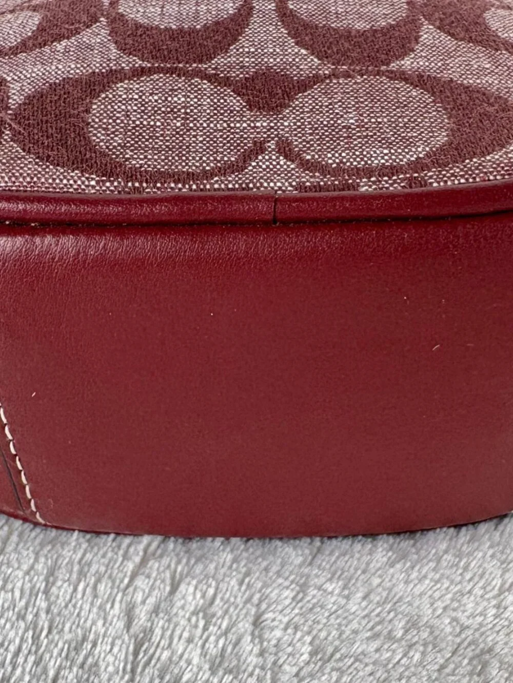 Coach Eva Phone Crossbody in Signature Chambray and Leather in Wine with Charm - Picture 4 of 16